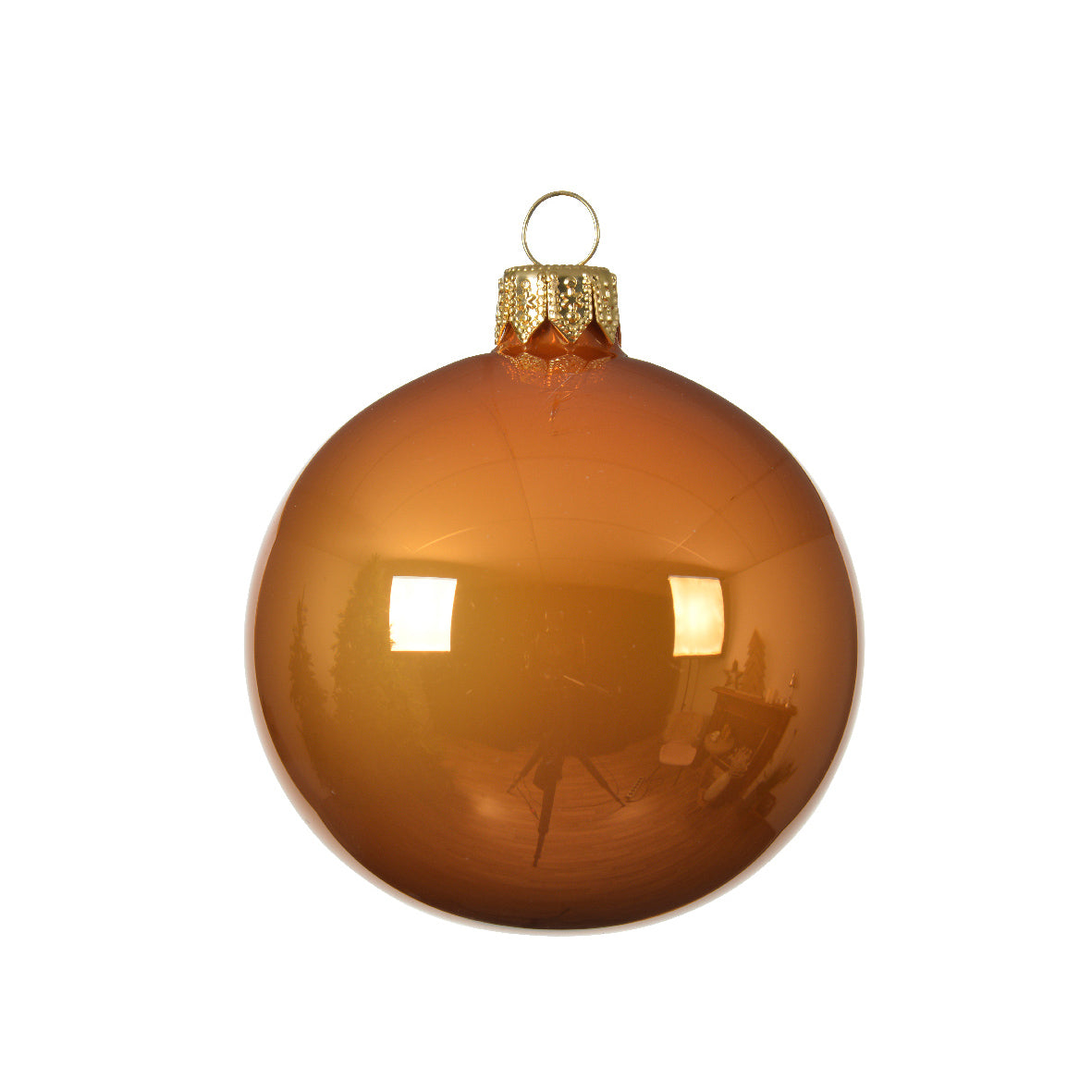 15 Palline Di Natale In Vetro Color Terracotta Calda, 6 Cm - Decorazioni Per Albero Con Glitter, In Scatola Di Cartone Riciclabile