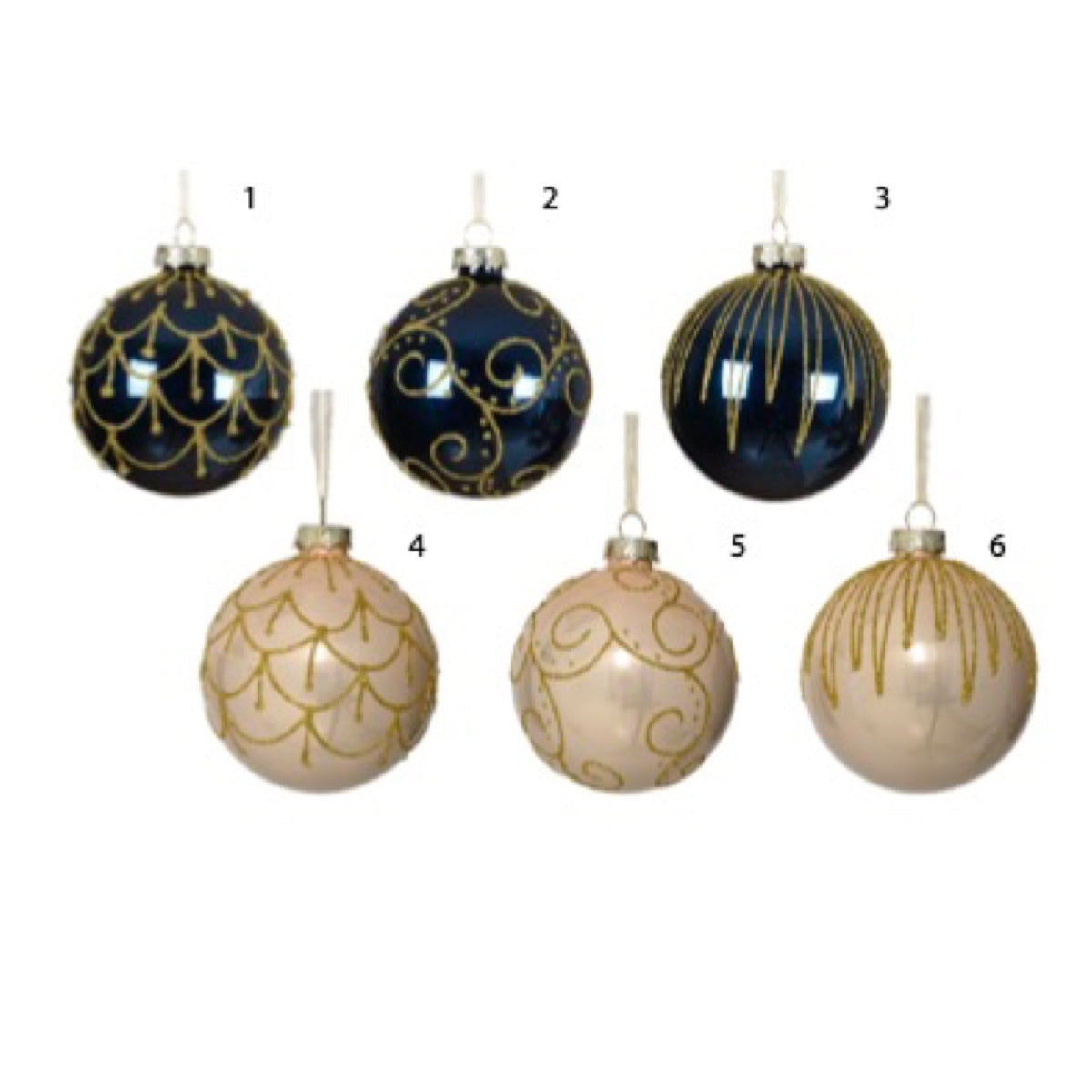 Pallina di Natale in Vetro Blu Notte/Perla