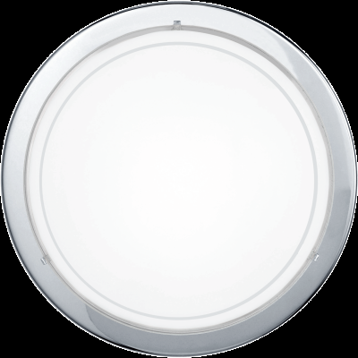 PLAFONIERA PLANET 1 CROMATA CON VETRO BIANCO SERIGRAFATO - EGLO 83155