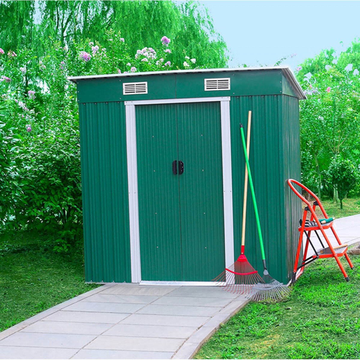 CASETTA MEDIA STORE IN LAMIERA COLORE VERDE 182X194 CM