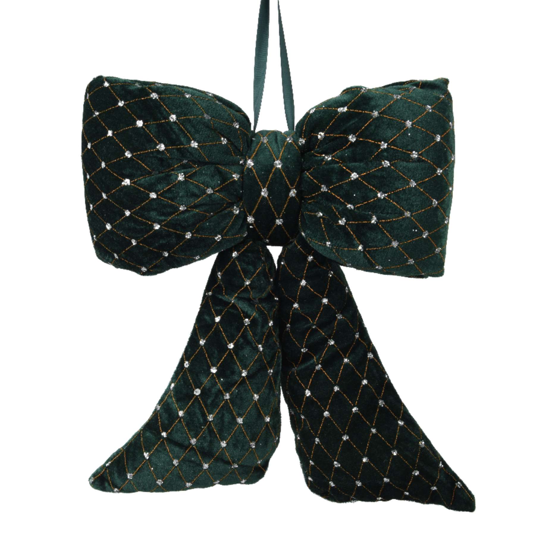 Fiocco natalizio in velluto con lustrini oro