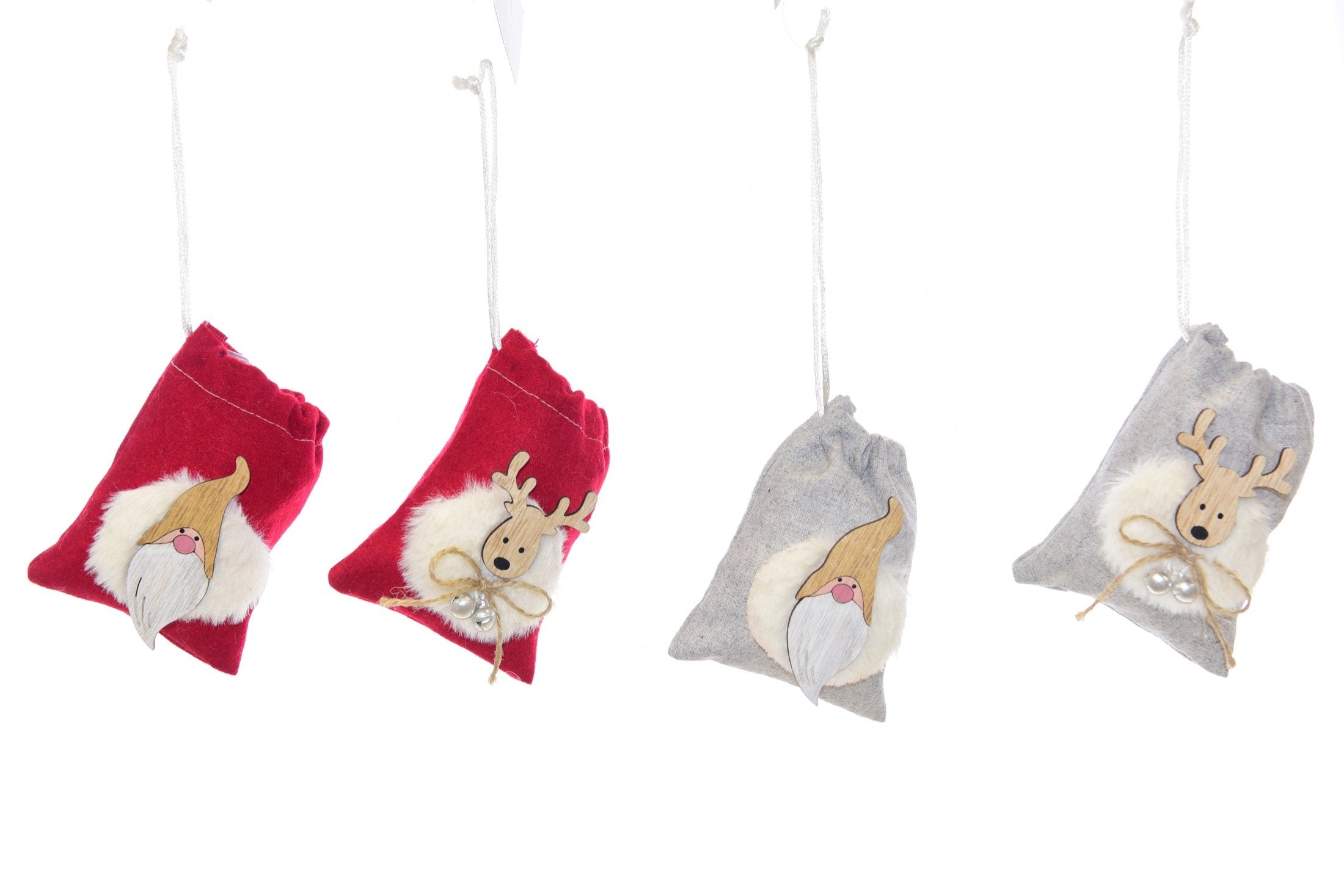 Sacchetto natalizio in tessuto con decorazioni