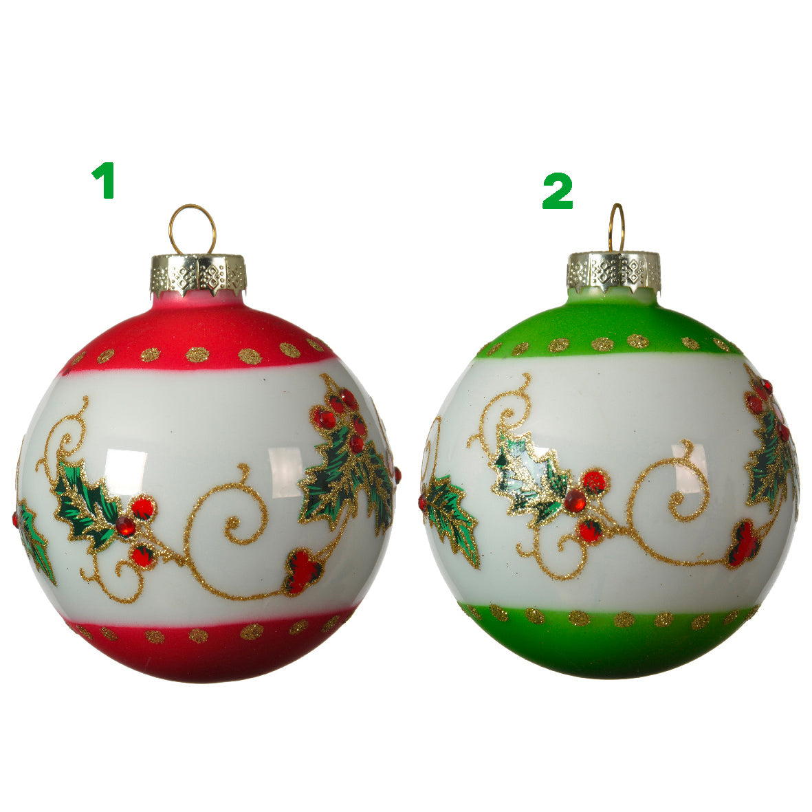 Palla di vetro agrifoglio 8 cm