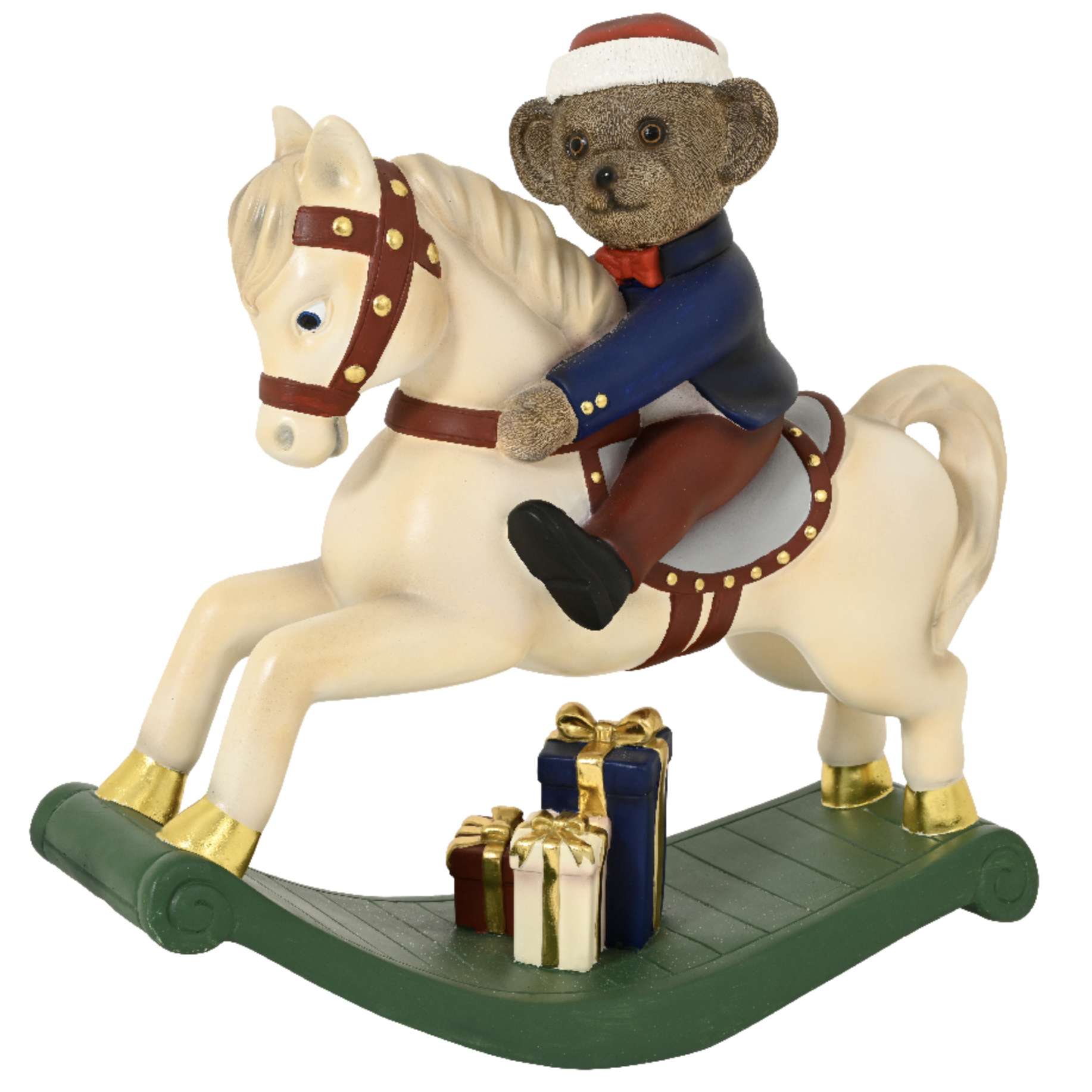 Decorazione orso su cavallo a dondolo 82 cm