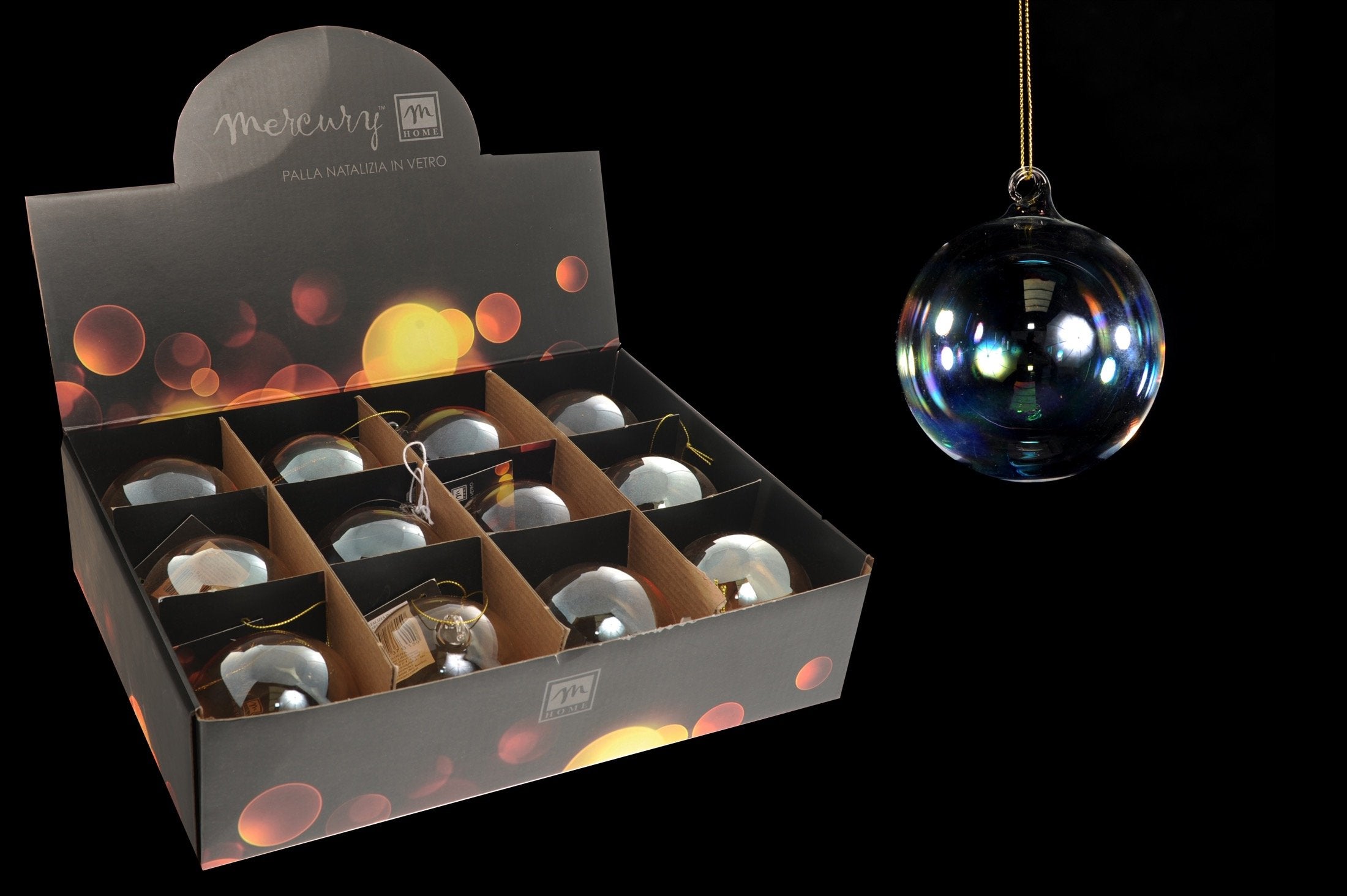 Palla natalizia in vetro iridescente d.8 cm