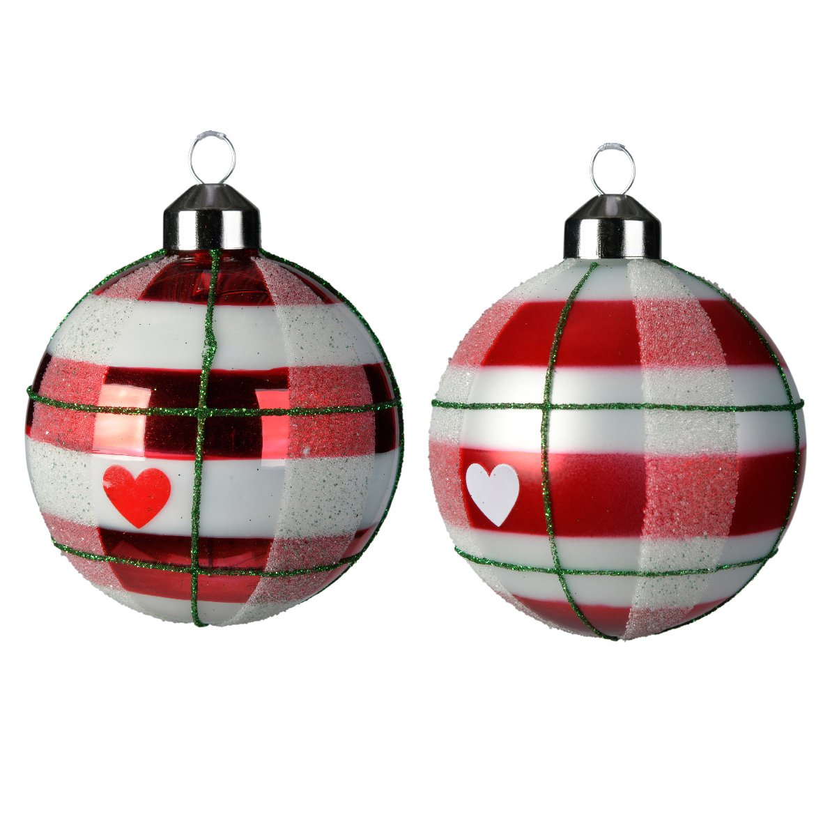 Palline di natale con decorazioni rosse/bianche Kaemingk