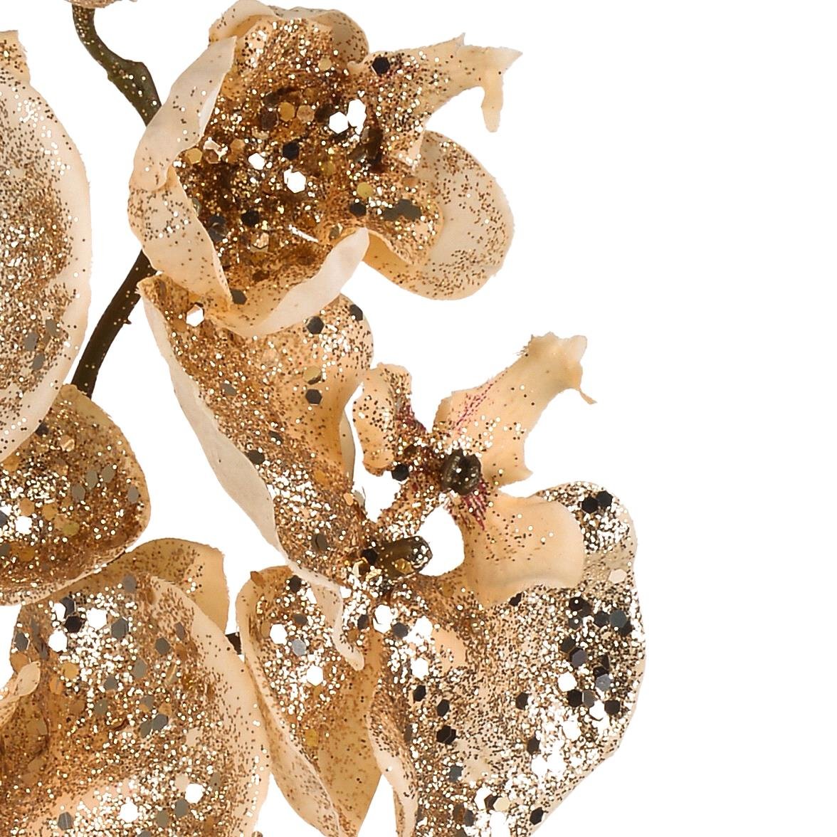 Orchidea 8 fiori glitter colore oro 6