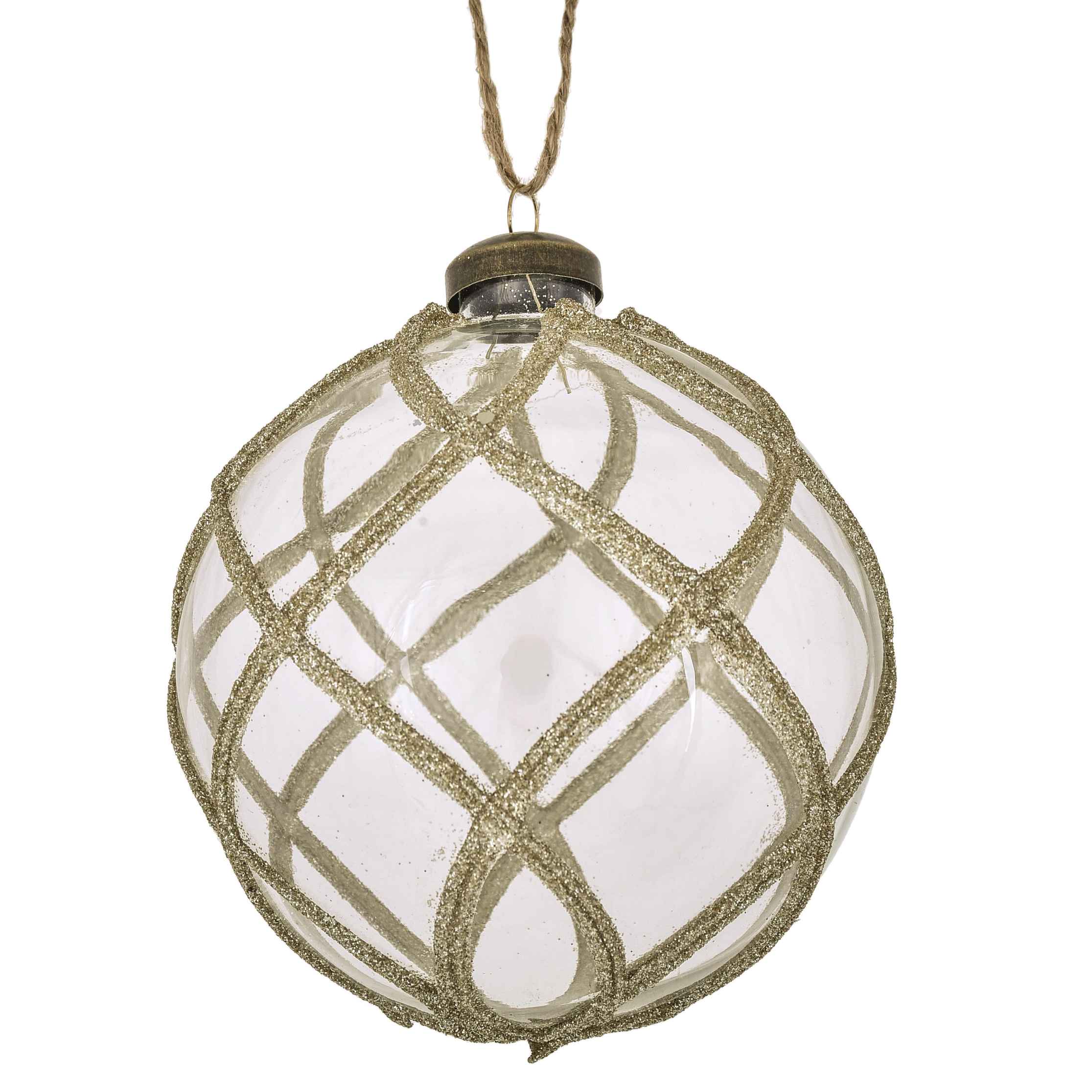 Sfera natalizia 8 cm Clear Gold in vetro