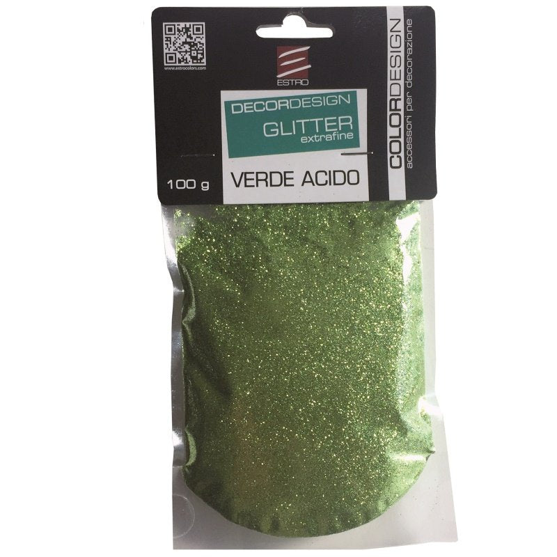 GLITTER COLORE VERDE ACIDO CONFEZIONE DA 100 GRAMMI