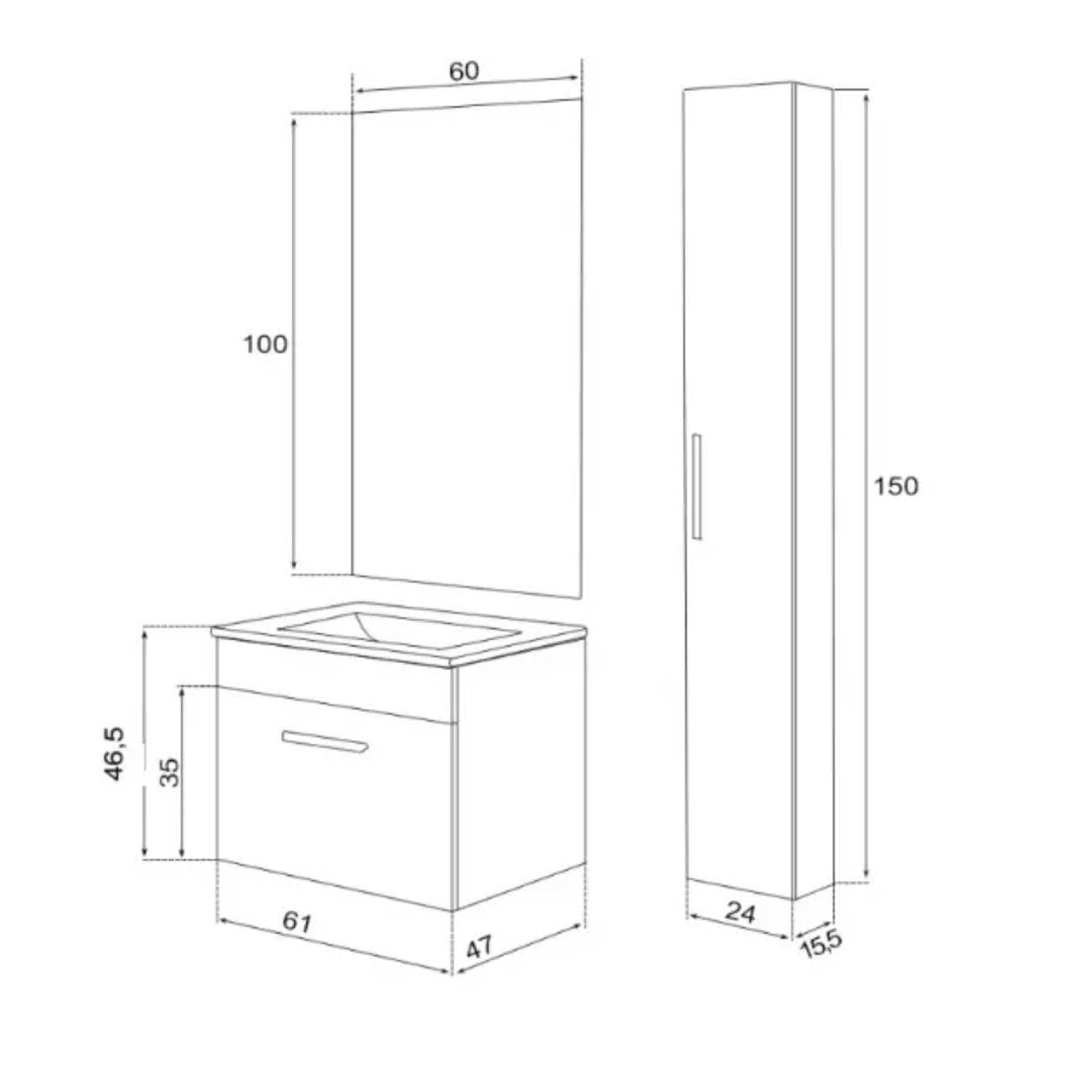 Composizione bagno Show 60cm 3