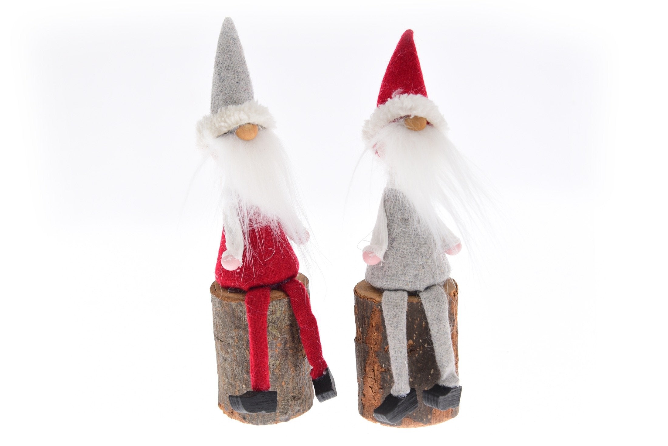 Babbo natale su tronchetto con decorazioni