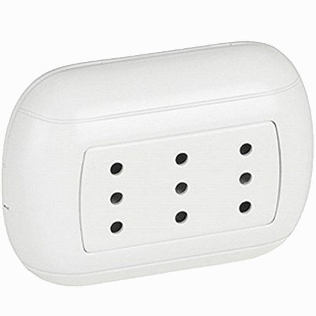 Oval - presa triplex 2P+T 10A bianca