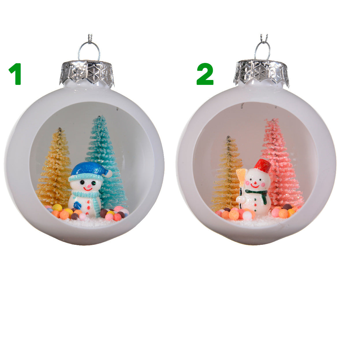 Pallina di natale rosa/azzurro 8 cm