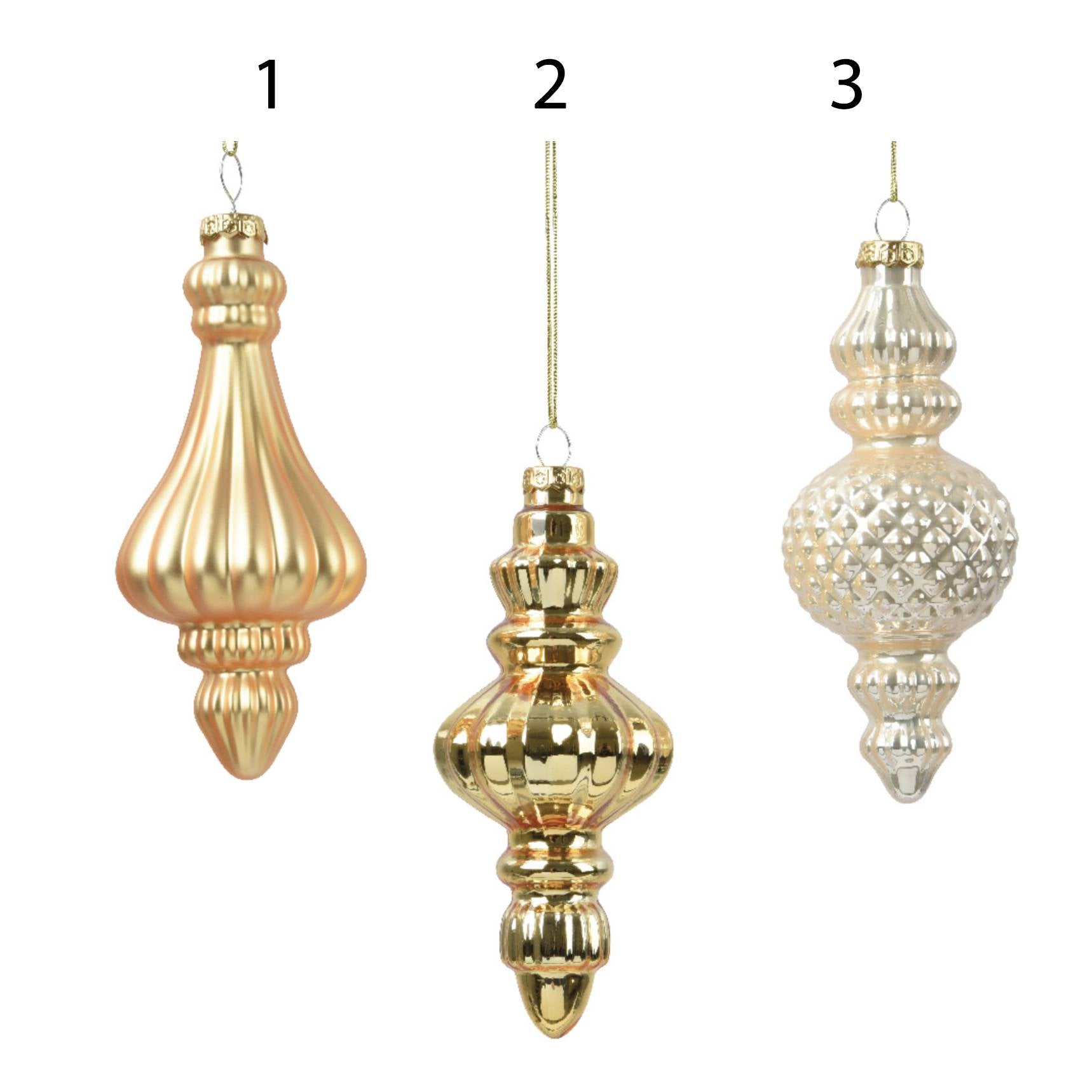 Pendaglio in vetro natalizio Shiny-Matt 15 cm 3