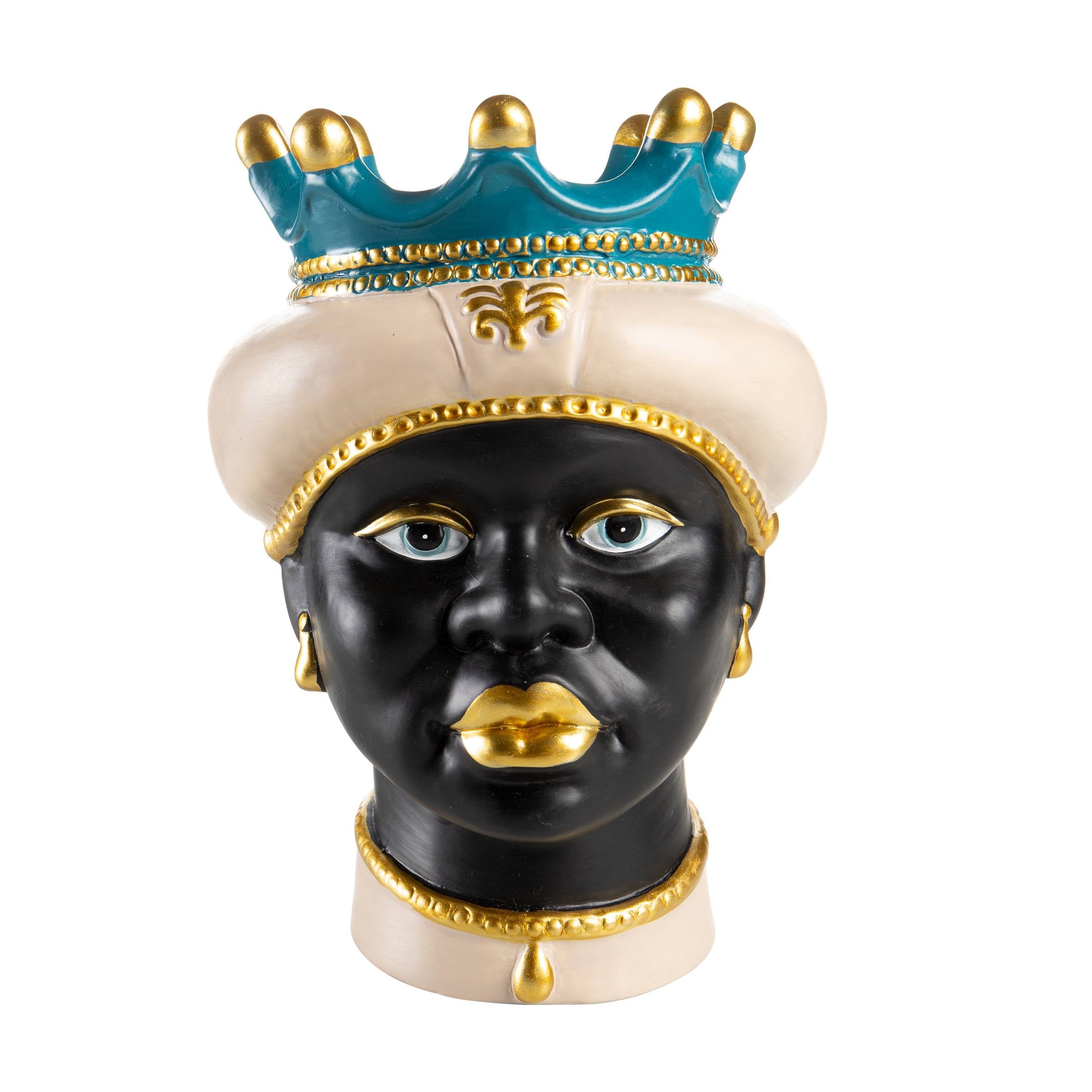 Vaso testa di moro regina volto nero