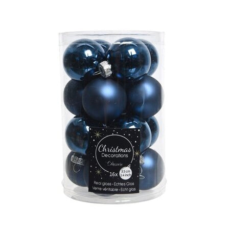 Confezione 16 palline di vetro blu Kaemingk