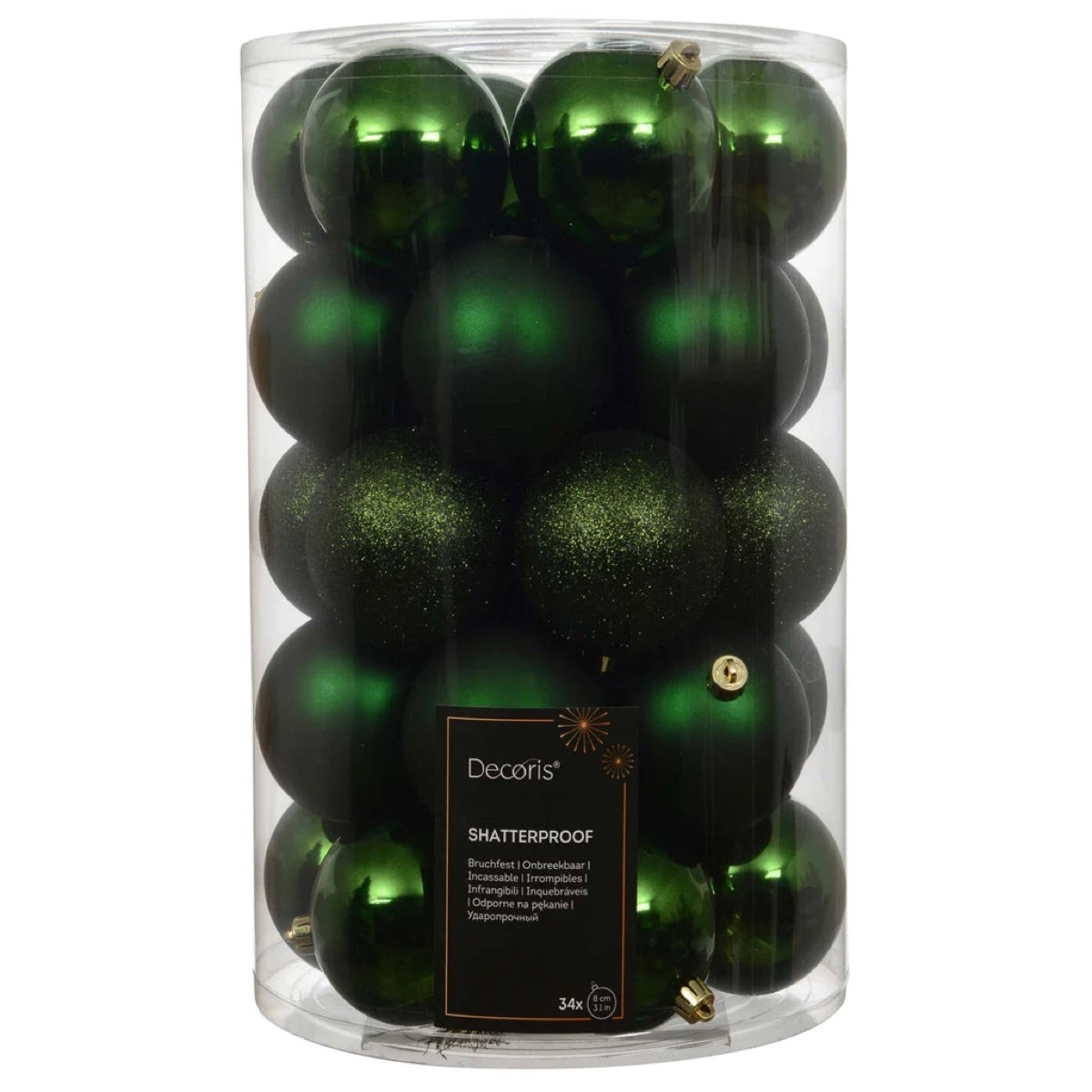Set 16 Palline di Natale in Plastica Verde Pino Ø 3,5 cm Lucide e Opache 1