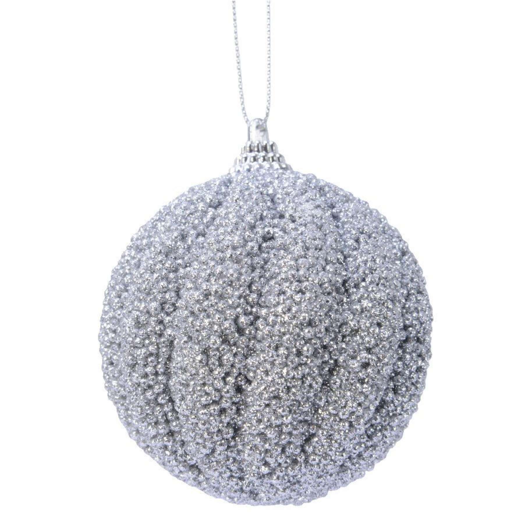 Pallina glitter argento 8 cm