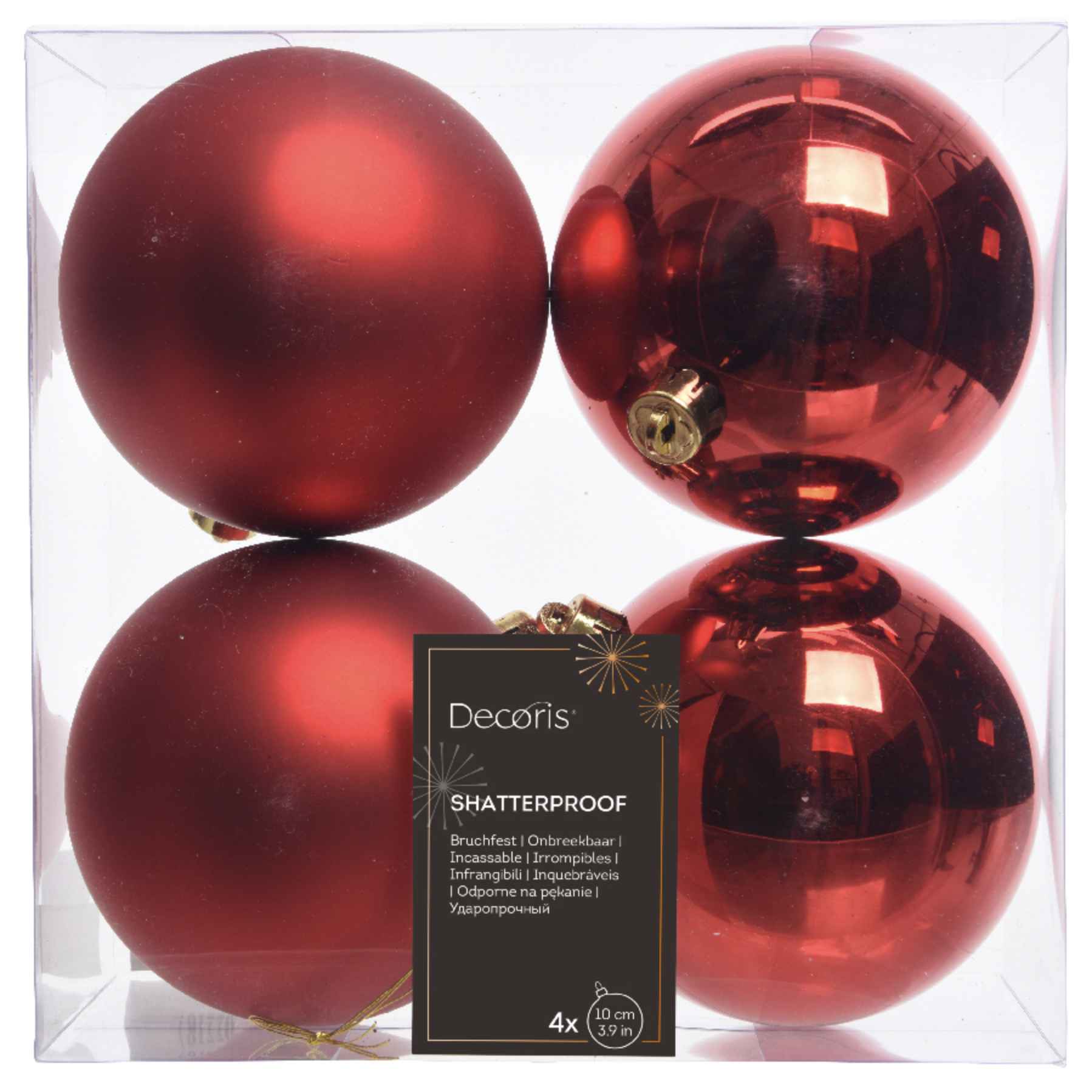 Confezione 4 palline rosse 10 cm