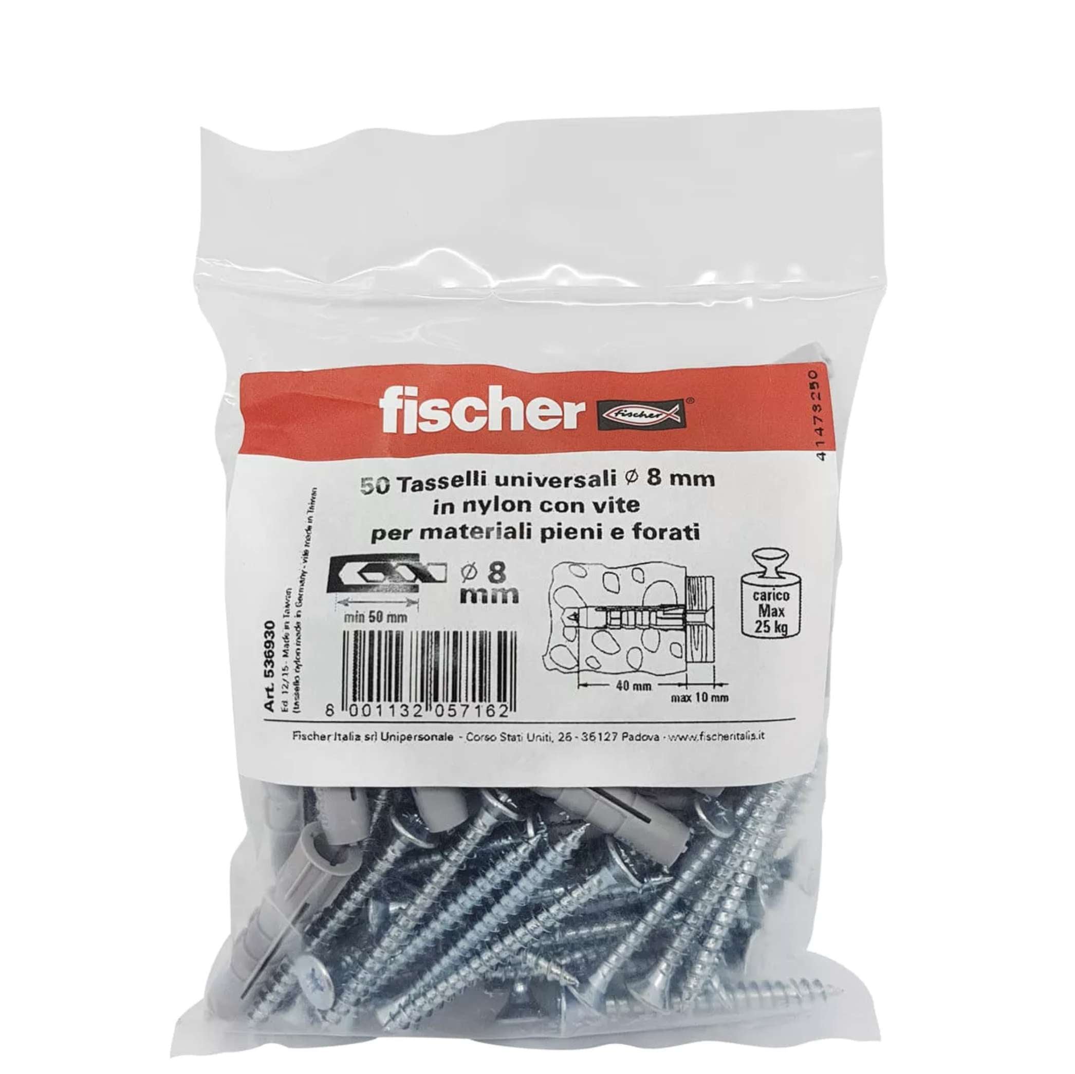 Set di tasselli Fischer √ò 8 mm 50 pezzi