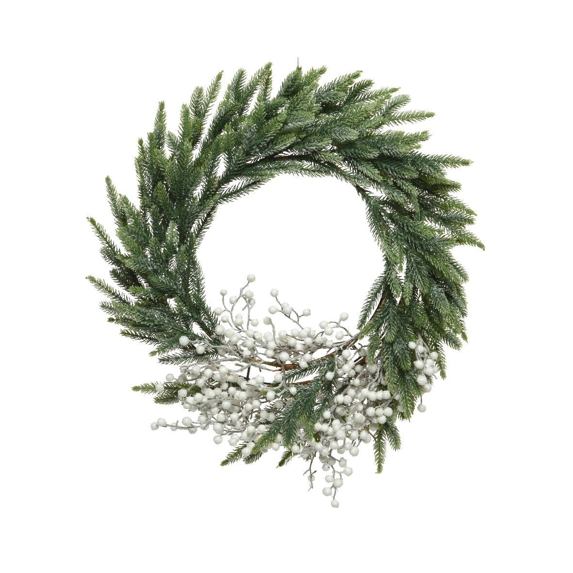 Corona verde bacche bianche 60cm