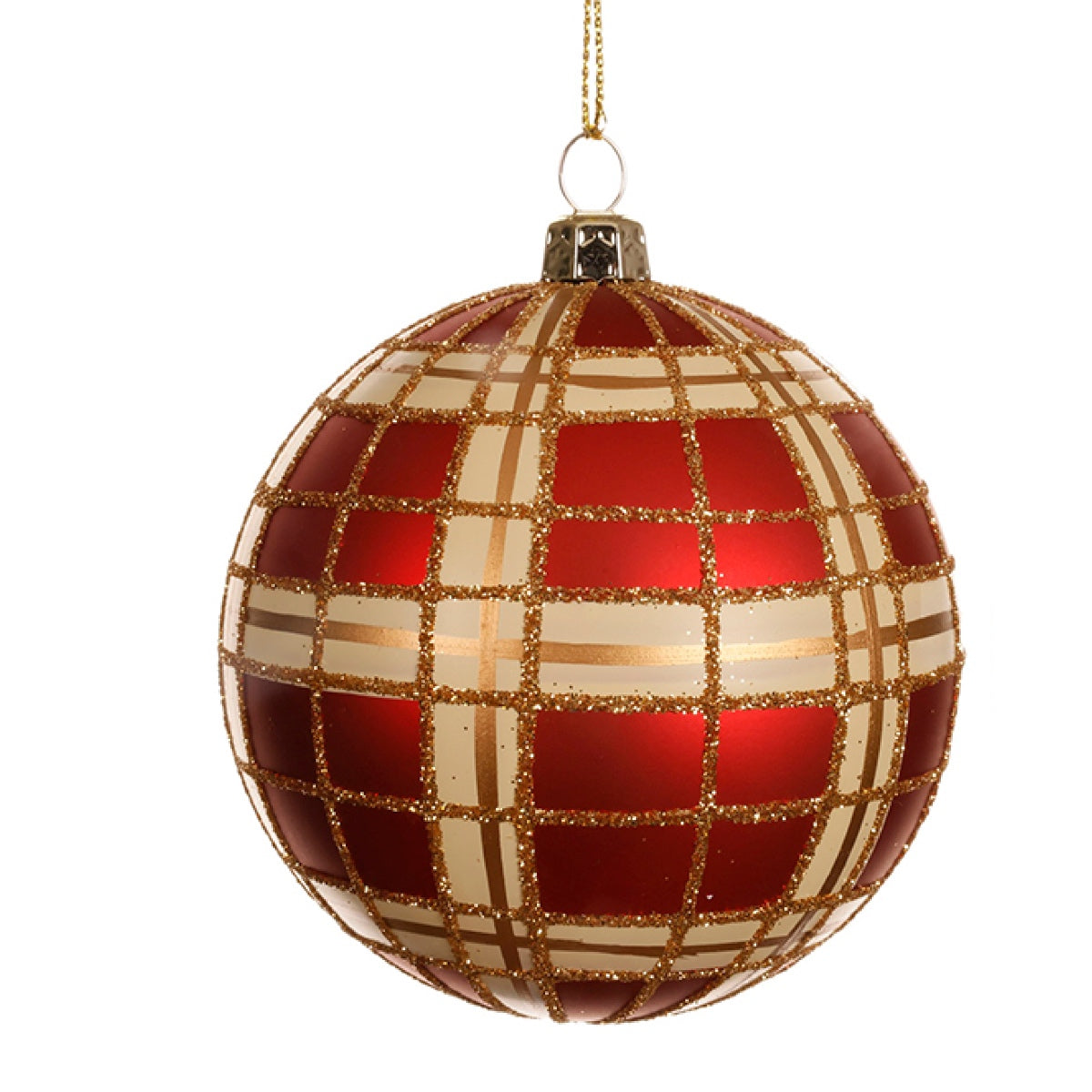 Palla di Natale Rossa con Decorazioni Oro Ø8 cm