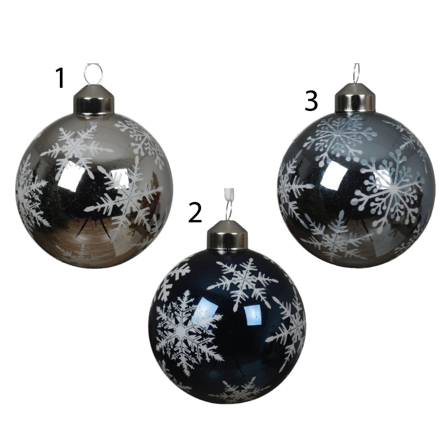 Pallina in vetro trasparente fiocco di neve 8 cm