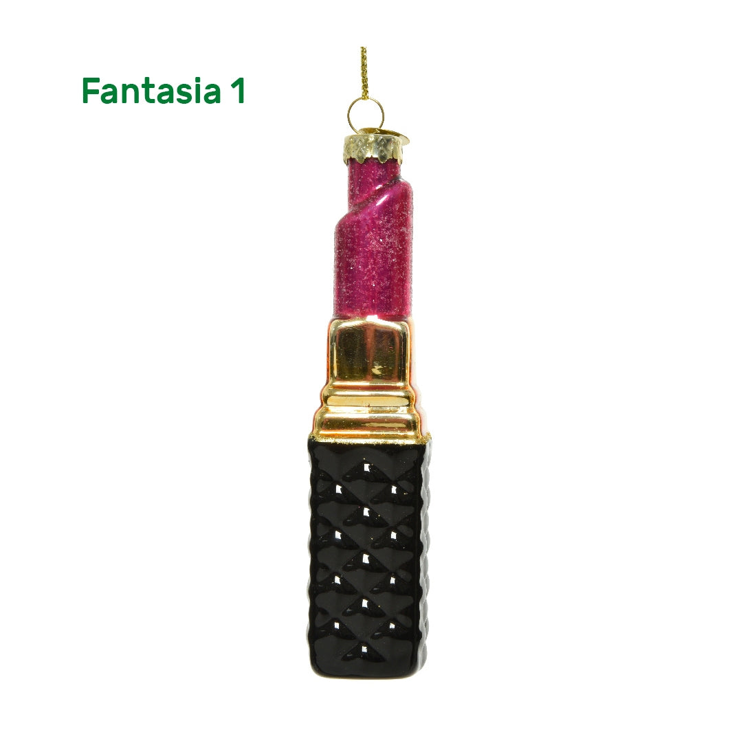 Addobbo albero rossetto in vetro Kaemingk