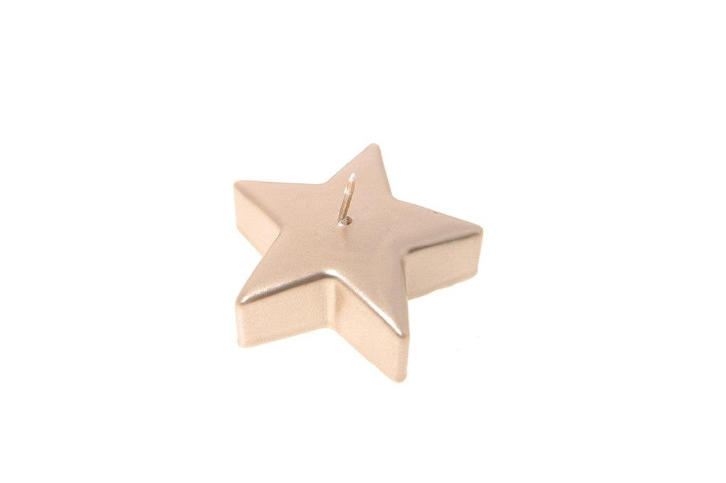 Candela stella metalliche in cera colore champagne