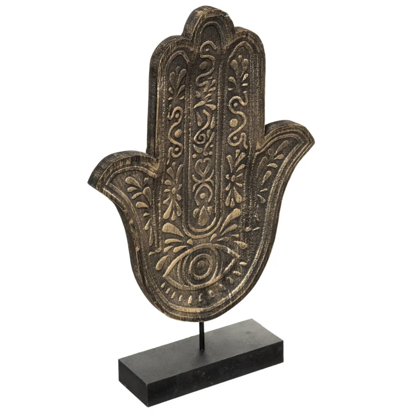 Decorazione mano di Fatima "Oasis" in metallo dorato 24x37 cm