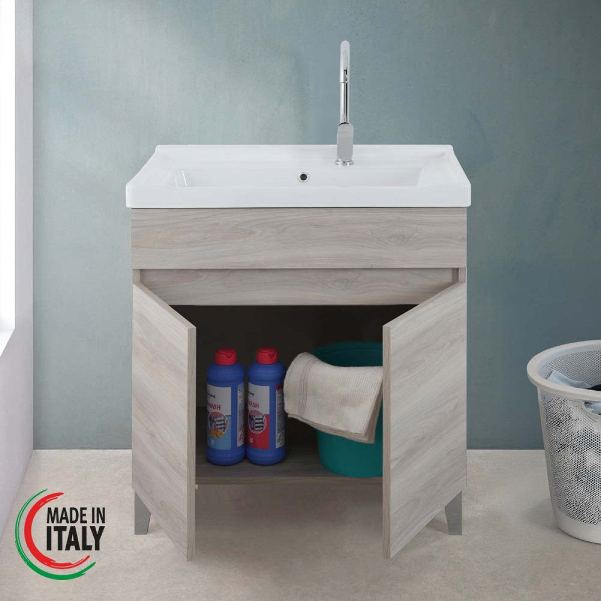 Lavatoio a Terra 80 cm Rovere Grigio 2