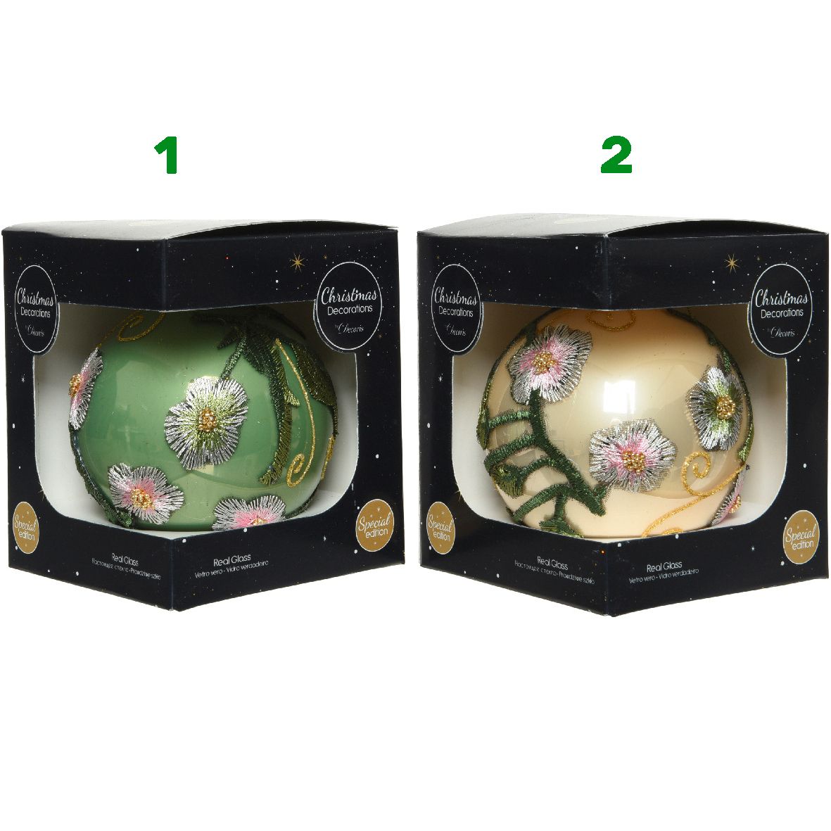 Pallina in vetro con fiori