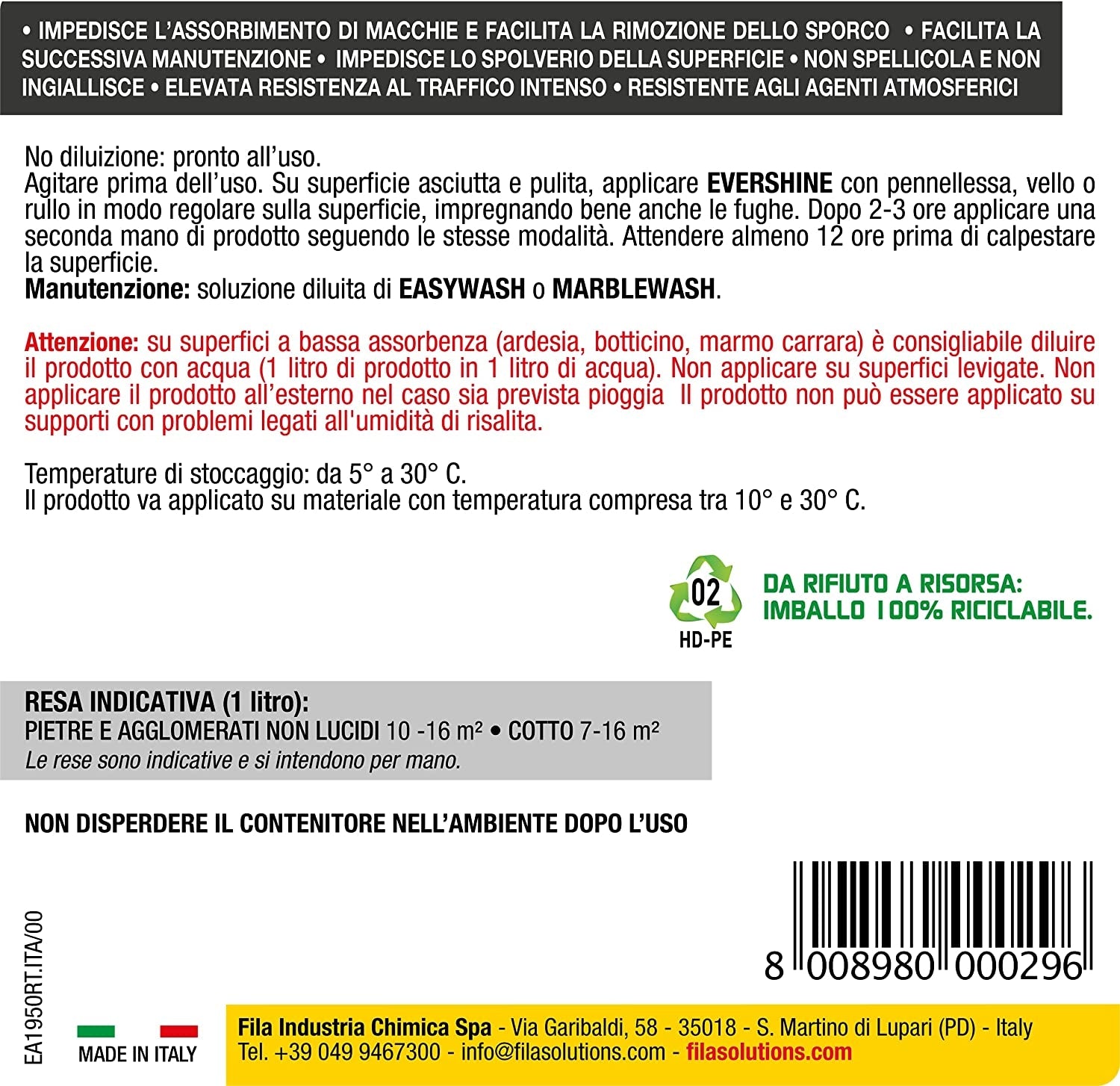 Protettivo antisporco evershine FILA 1lt 3