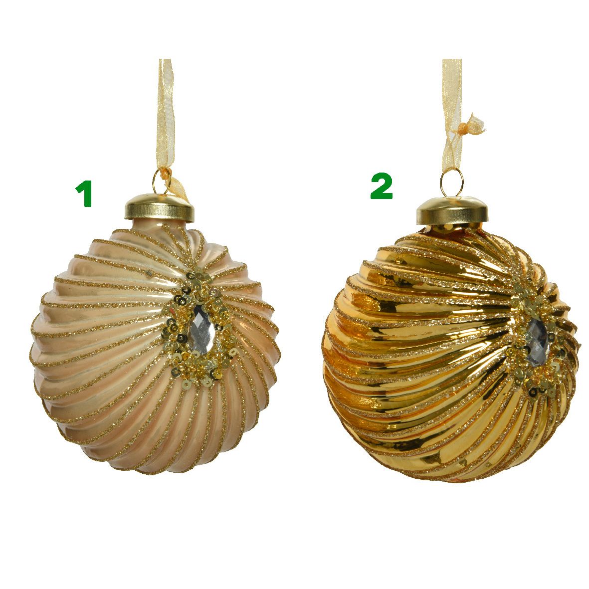 Pallina natalizia oro decorata 8 cm