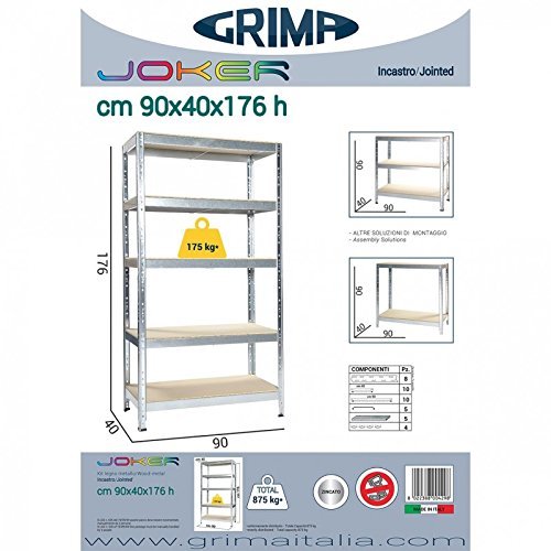 Scaffale kit Joker 5 piani: 90x40x176 cm 4