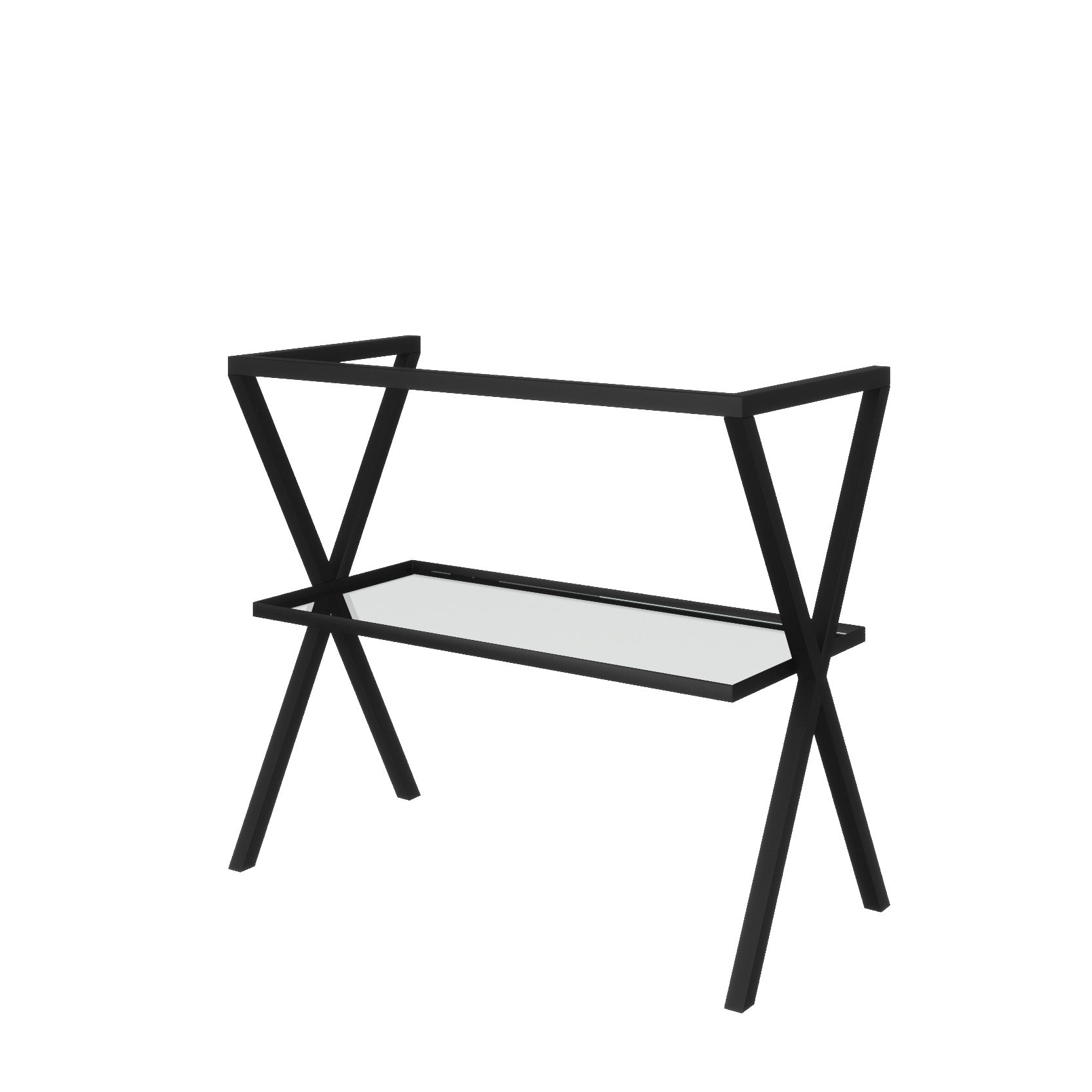 Cavalletto in metallo con mensola in vetro 80 cm