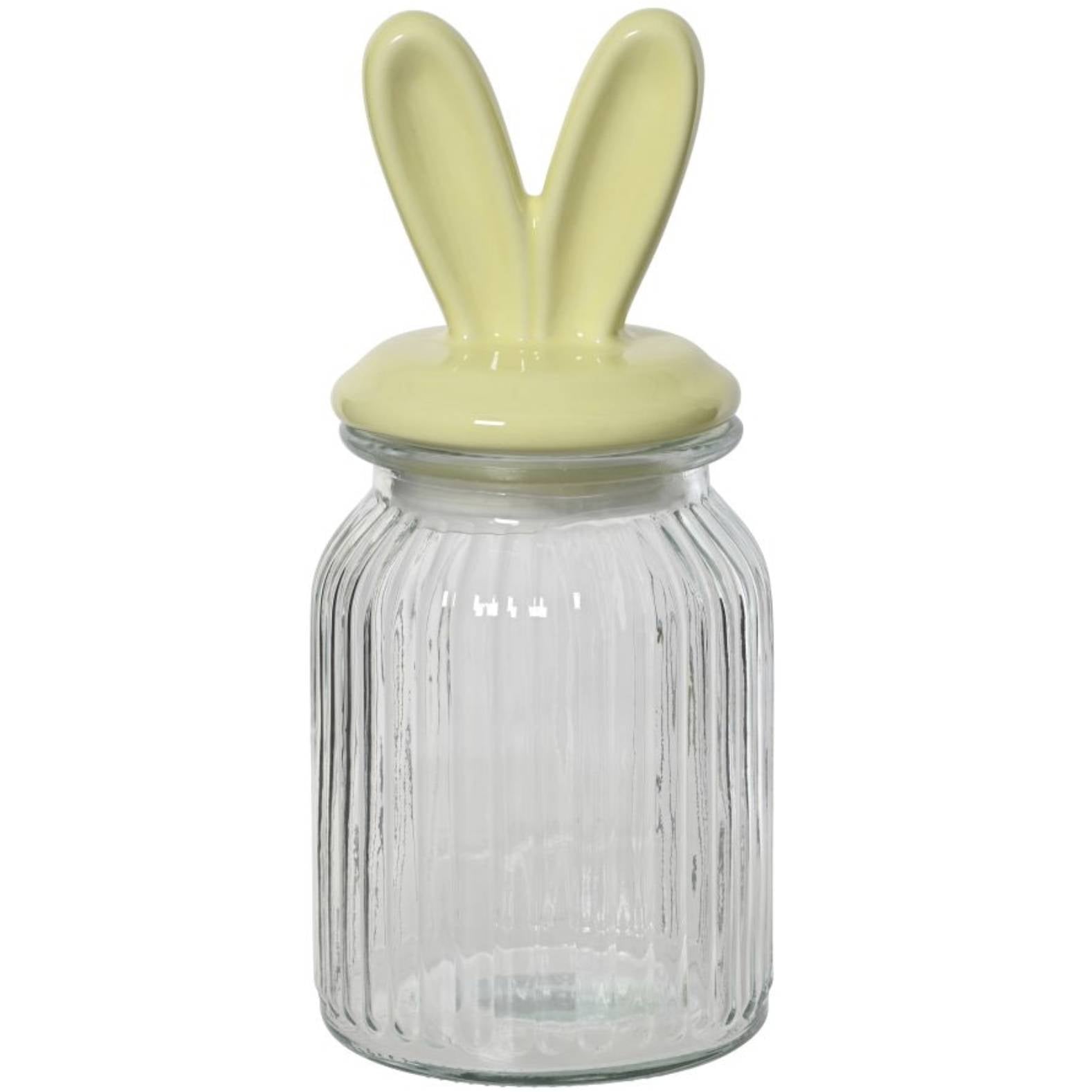 Barattolo con coniglio coperchio giallo 24 cm