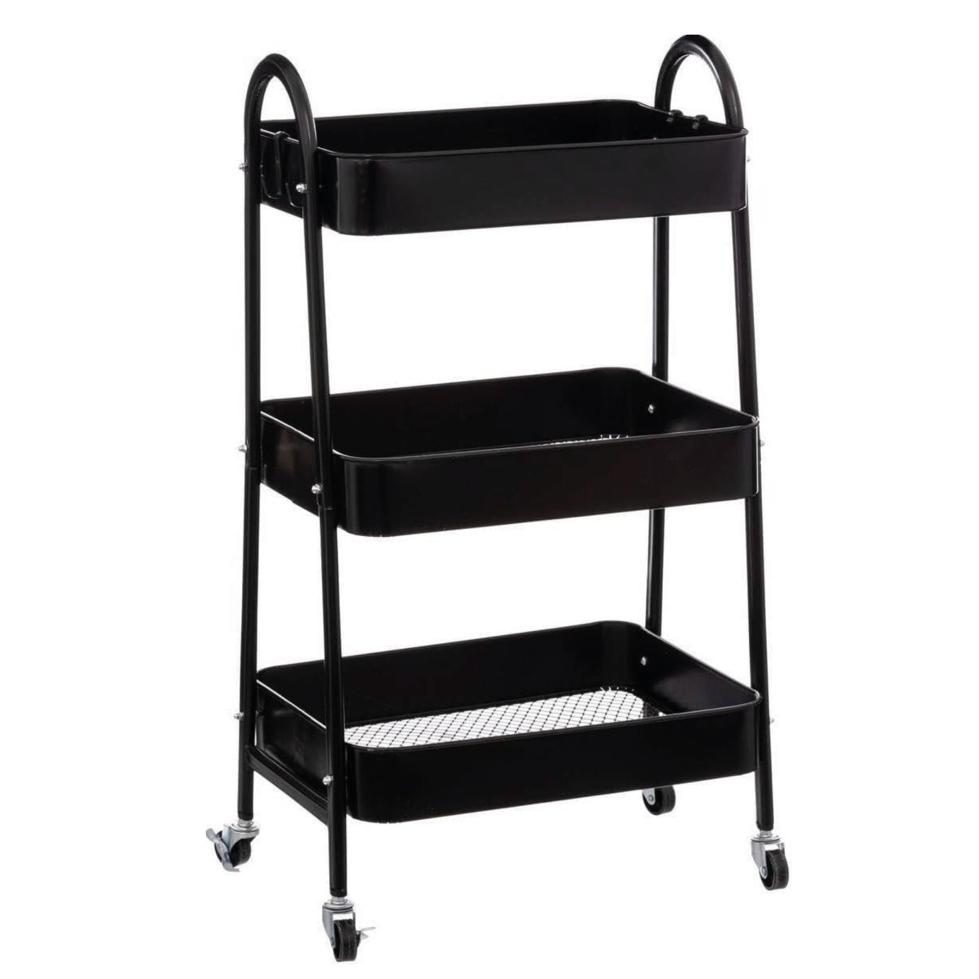 Carrello da Cucina 3 Livelli con Rotelle ‚Äì Metallo Nero