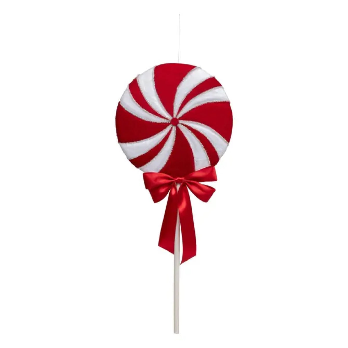Lecca Lecca Natalizio Rosso e Bianco con Fiocco 80 cm