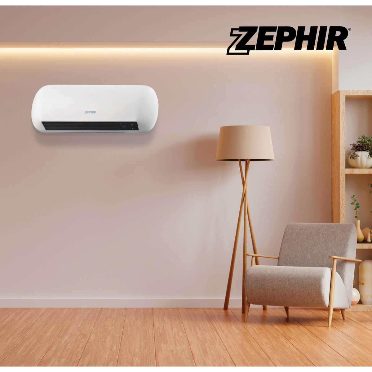 Termoventilatore Ceramico da Parete Zephir 2000 W Bianco con Telecomando