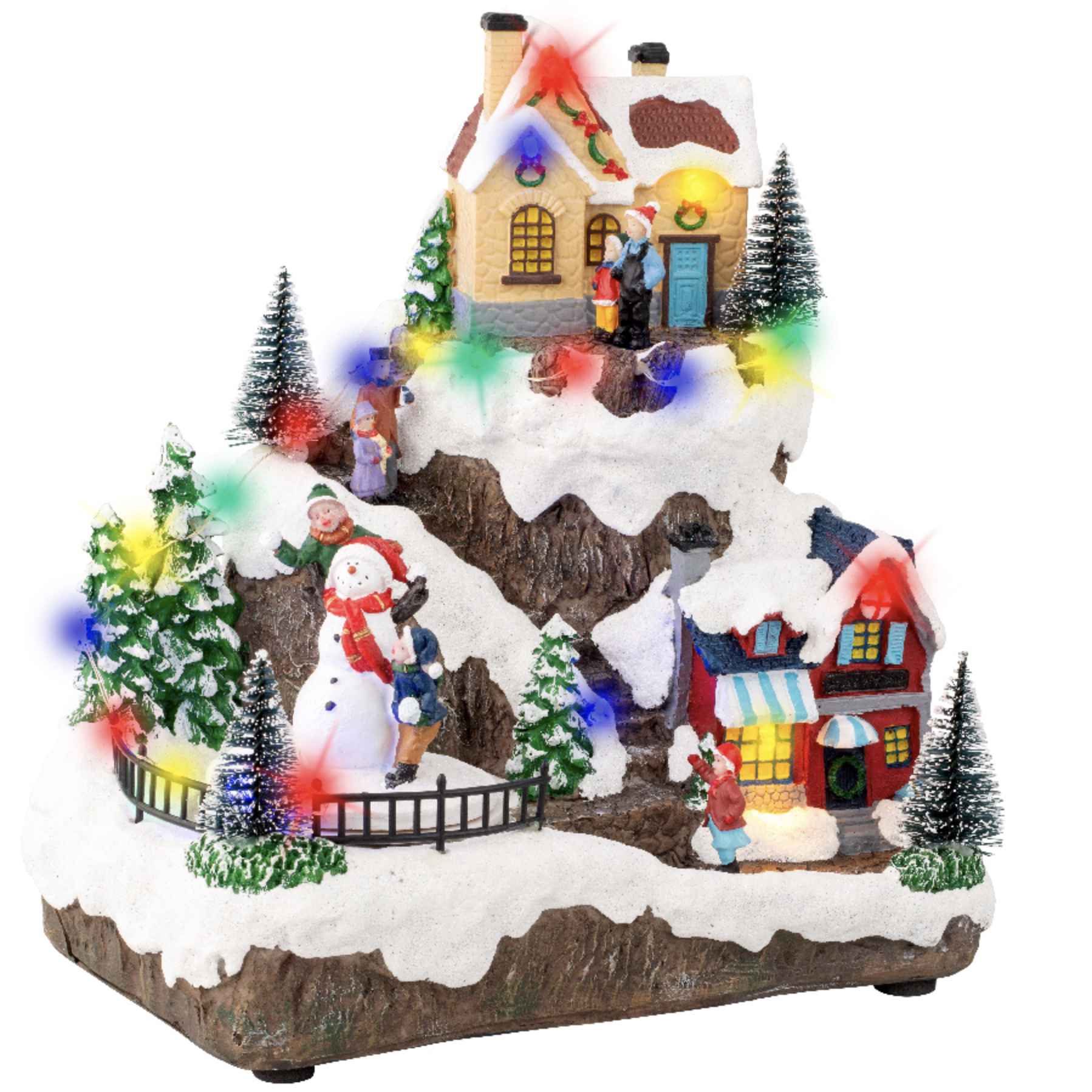 Scenario villaggio natalizio pupazzo di neve LED