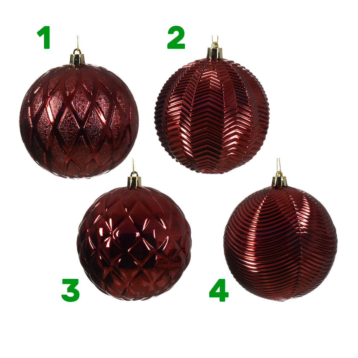 Pallina di natale in plastica Bordeaux 10 cm