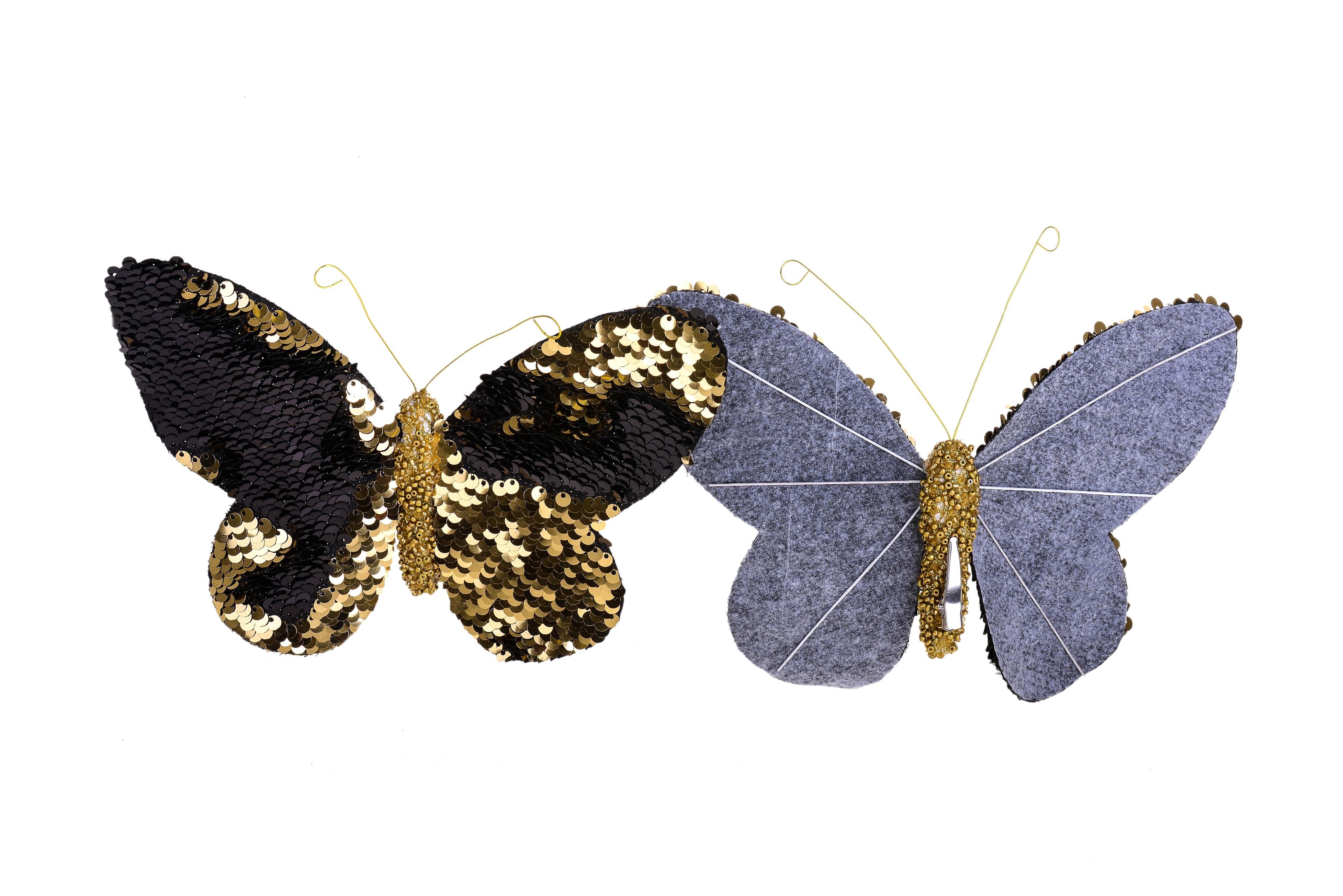 Farfalla pailette colore nero e oro