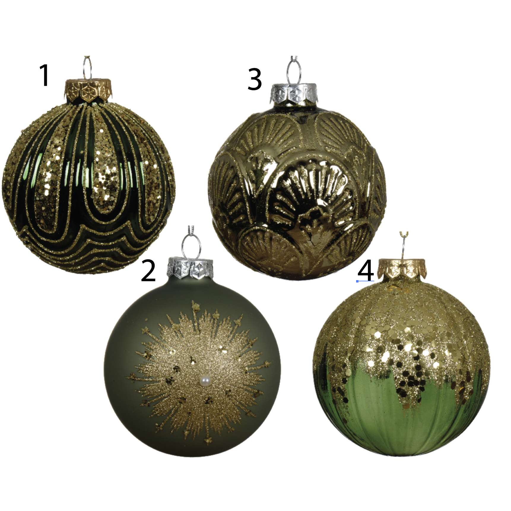 Pallina verde glitter in vetro 8 cm