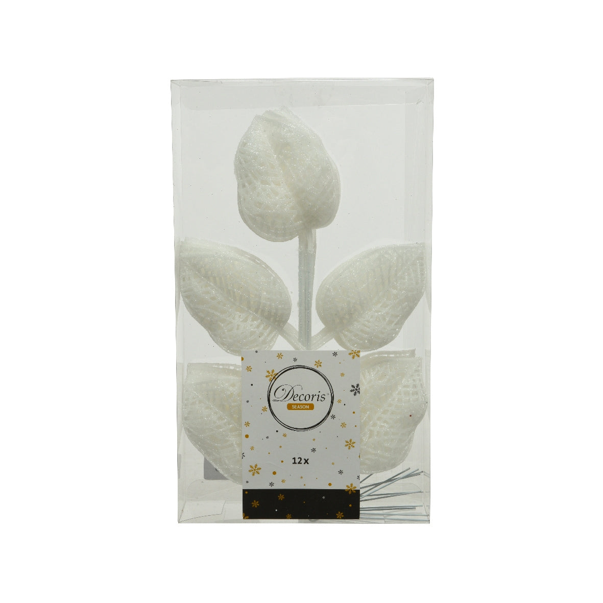 Foglia bianco glitter 12 pz Kaemingk