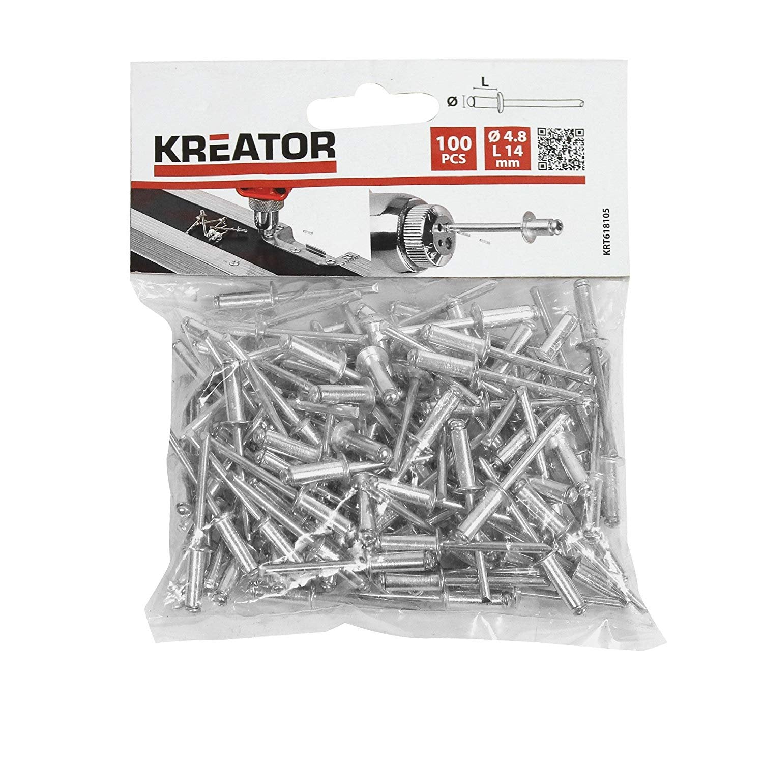 Set di 100 boccole, in acciaio, in diverse dimensioni a scel