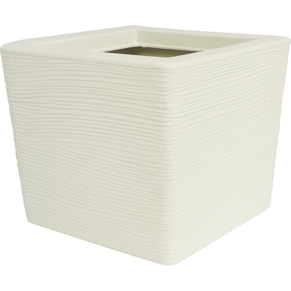 Cubo rigato Shabby Bianco perla