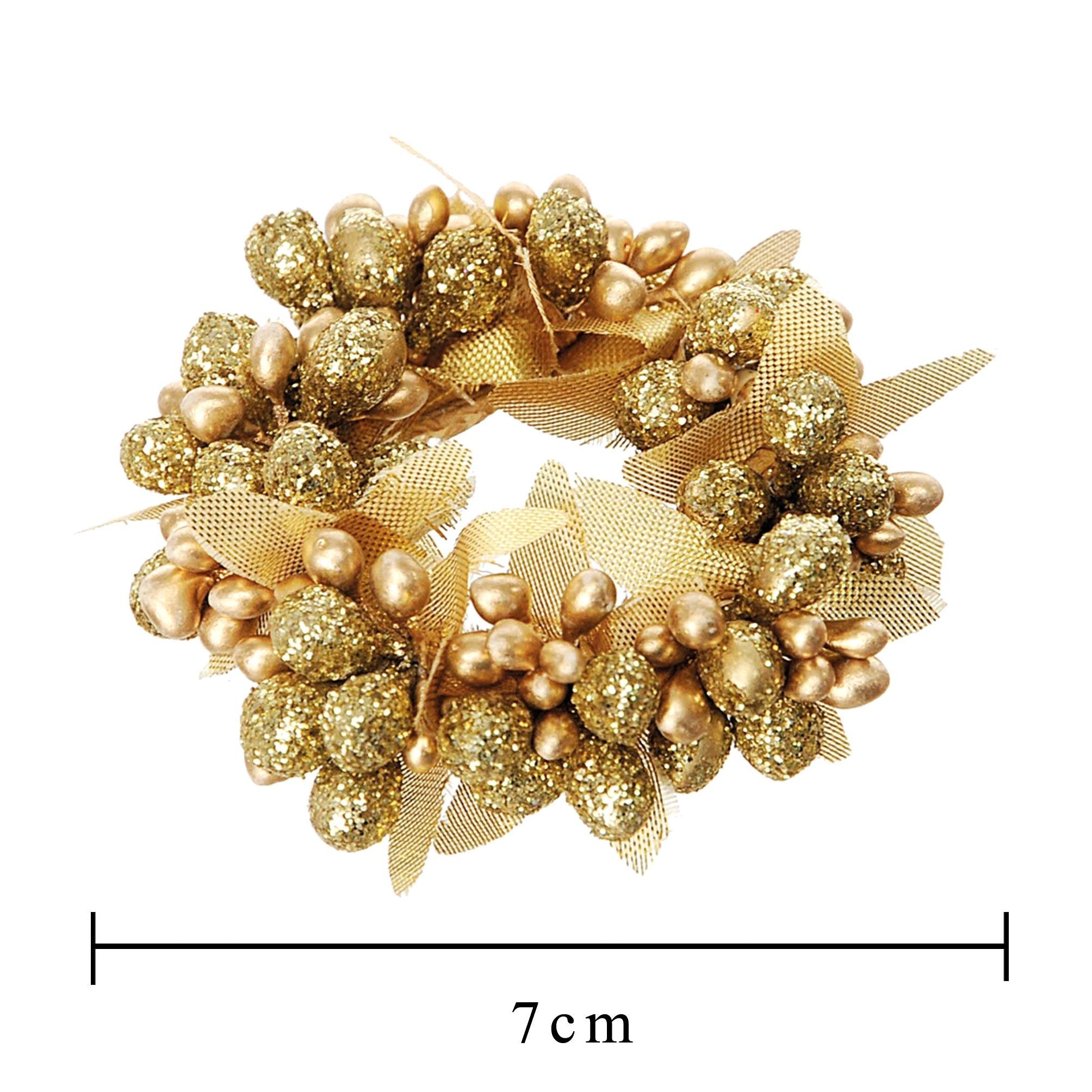 Giro candela con bacche colore oro 4