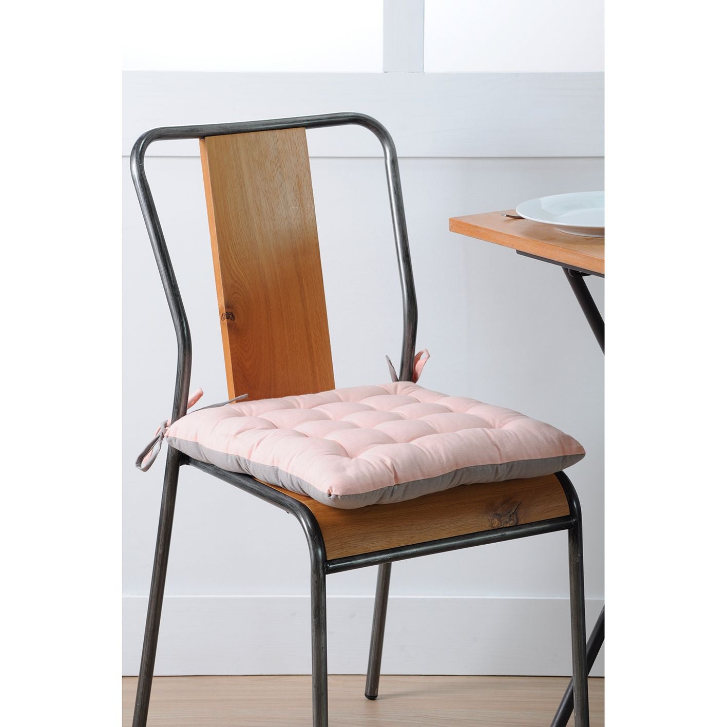 Cuscino coprisedia Duo Galette polvere/grigio topo