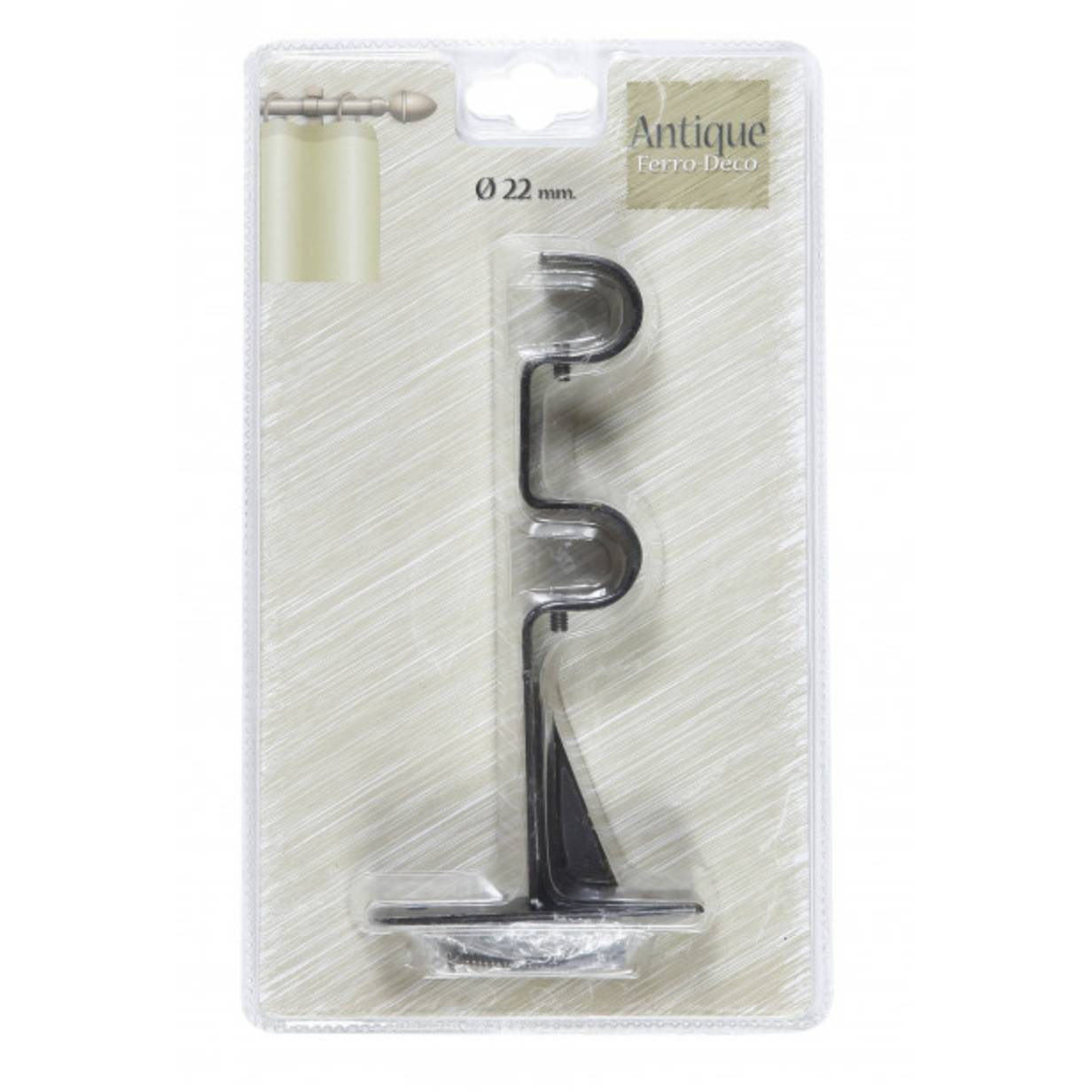 Supporto doppio per tende nero-oro 22mm